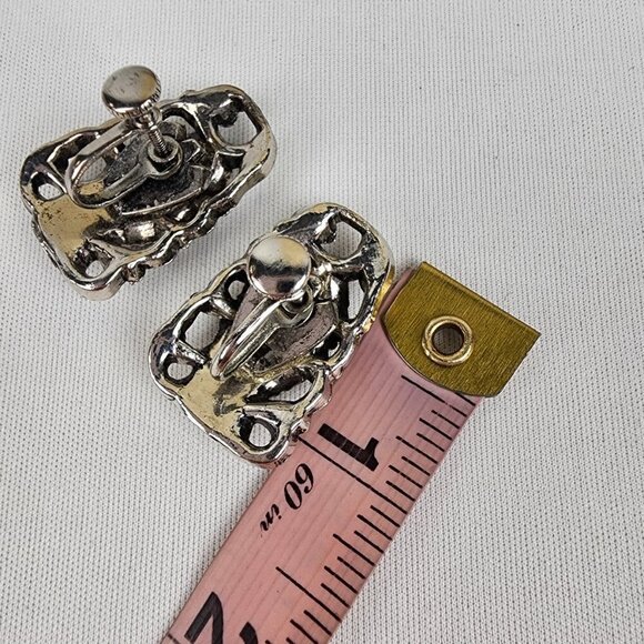 Vintage Silver Tone Collar Necklace & Screw Back Earrings Set - Picture 10 of 10